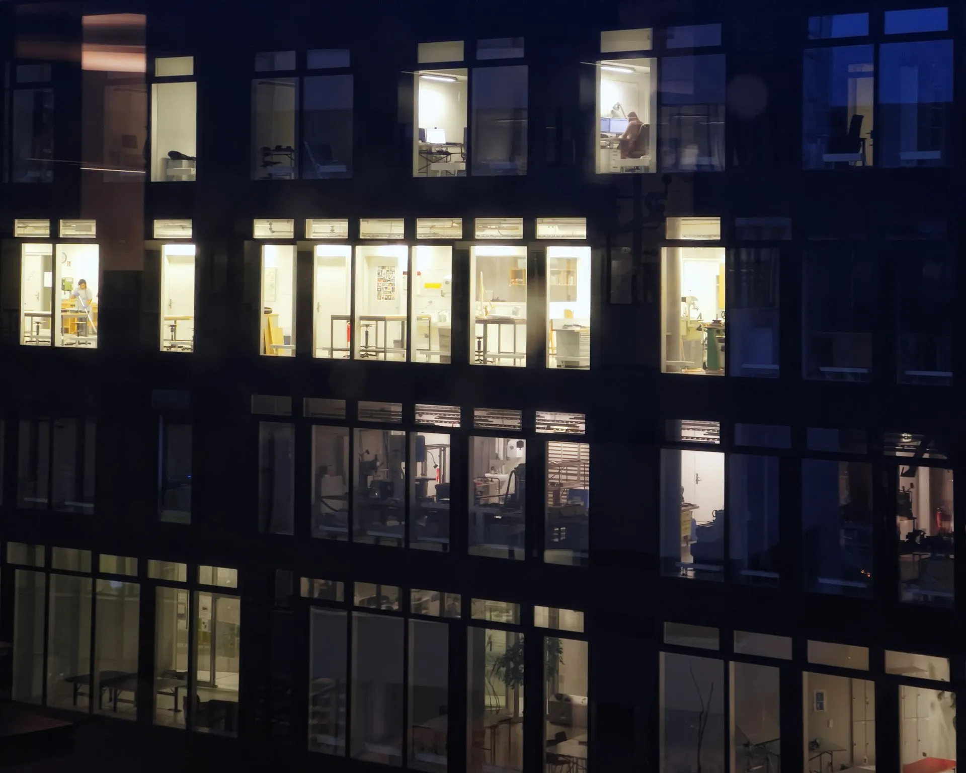 City buildings secured at night