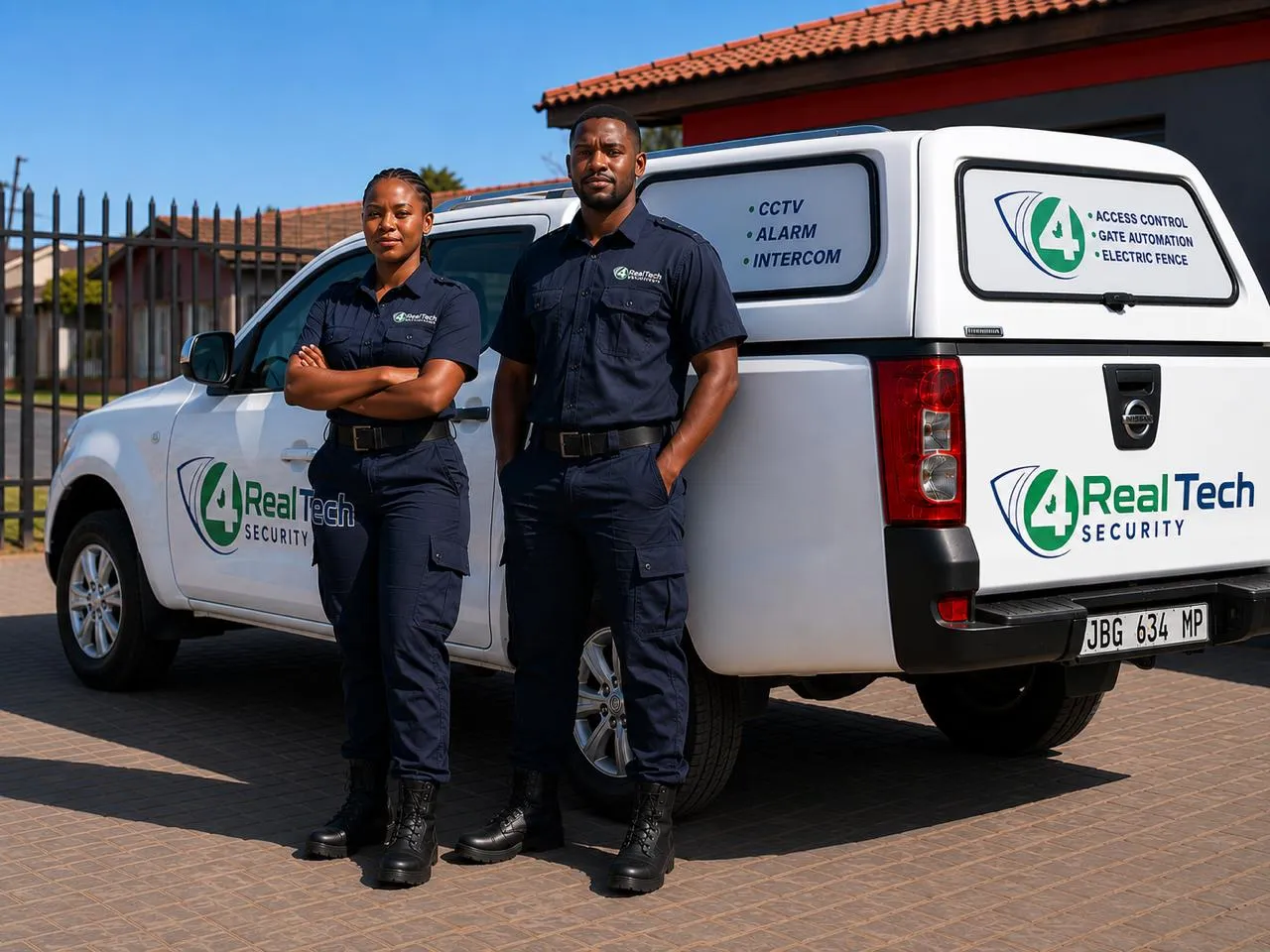 4Real Tech Security personnel with a branded response vehicle